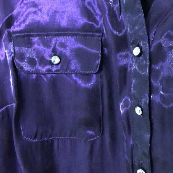 Dark Purple Dress Blouse with Diamond Buttons - Picture 4 of 4